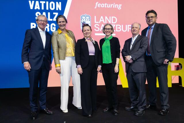 Im Bild: Landeshauptmann Wilfried Haslauer, Eva Rohde (PMU), Nicole Meissner-Kober (Uni Salzburg), Elvira Welzig (GF Ludwig Boltzmann Gesellschaft), Mario Gimona (PMU) und GF Walter Haas (Innovation Salzburg). | Foto: Land Salzburg/Neumayr/Hofer