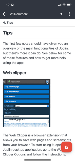 Unser App-Tipp der Woche Joplin ist eine Notiz und To-Do-Listen-App fürs Smartphone. Joplin bietet zahlreiche Funktionen für die Erstellung von Notizen und Listen. | Foto: Screenshot