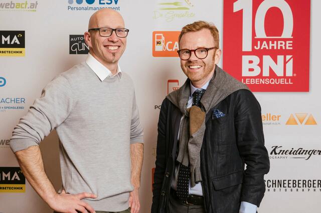 Von links: Reinhard Kern, aktueller Direktor BNI Lebensquell und Thomas Huemer, Gründungs-Direktor (2013/2014). | Foto: Kneidinger-Photography