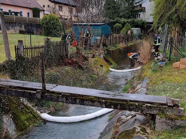 Öl gelangte in Berndorf  in den Veitsauerbach. | Foto: BFKDO BADEN / Stefan Schneider