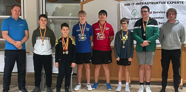 Doppel-Landesmeister U 19: Simon Reiger (4.v.l.) und Samuel Eberhardt(4.v.r.) | Foto: UTTC Oberwart