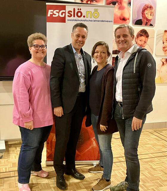 v.li.n.re.: Personalvertreterin Dipl.-Päd.in Andrea Bergmaier (Mittelschule Krems), Vortragende Mag. Roland Csar, SLÖ-Bezirksvorsitzende StRin Alexandra Ambrosch BEd, SLÖ-Landesvorsitzender Jürgen Pany | Foto: SPÖ Krems