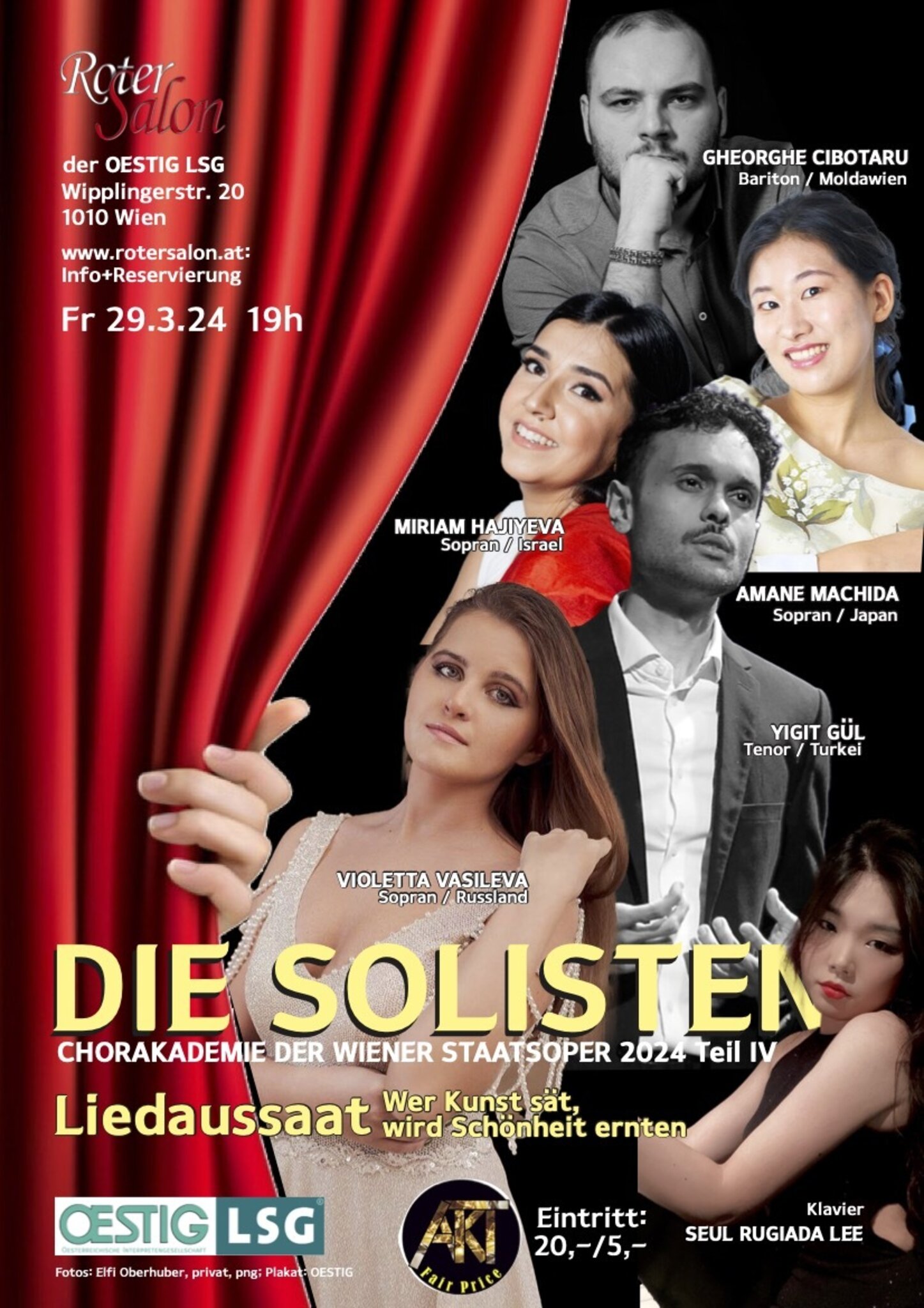 SolistenKonzert in Wien, 29.3.2024 CHORAKADEMIE STAATSOPER Lieder Innere Stadt