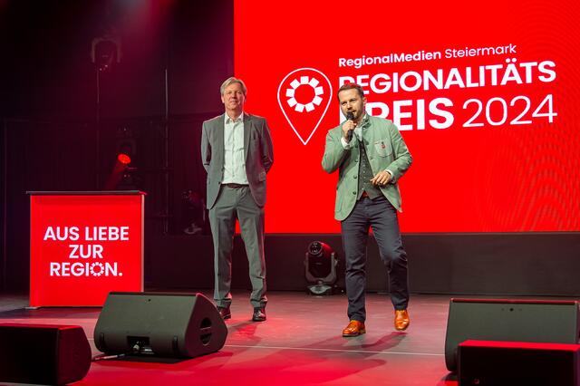Begrüßten im Namen der RegionalMedien Steiermark: Das Geschäftsführer-Duo Roland Reischl und Christoph Hausegger (v.l.) | Foto: RegionalMedien