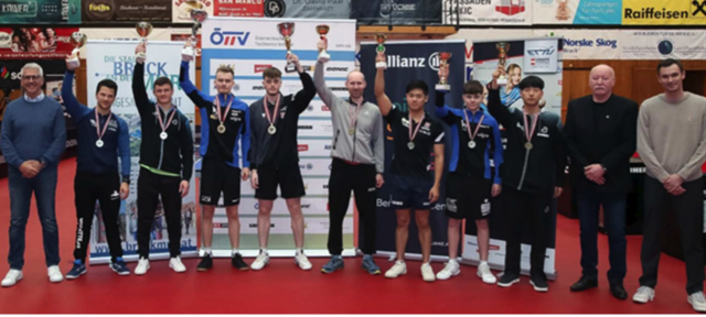 André Pierre Kases (5.v.l.) holte mit seinem Partner  Maciej Kolodziejczyk den Staatsmeistertitel im Doppel. | Foto: UTTC Oberwart
