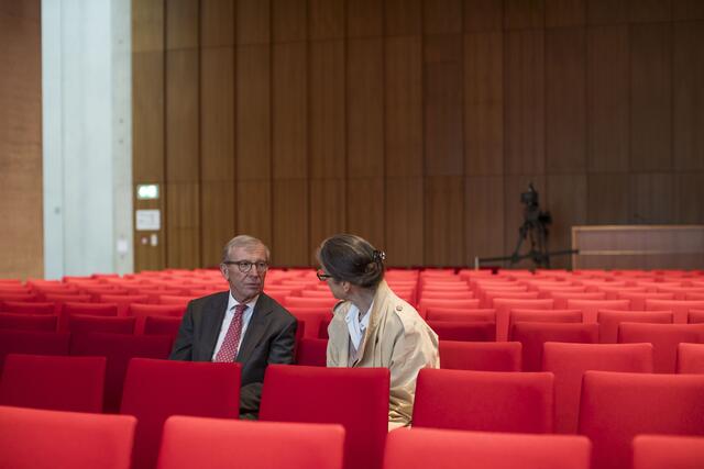 Der Landeshauptmann wohnte zudem am Mirabellplatz auch Proben zum ORA Early Music Festival bei, das heuer erstmals stattfindet. Im Bild: Landeshauptmann Wilfried Haslauer und Rektorin Elisabeth Gutjahr  | Foto: Land Salzburg/Neumayr/Christian Leopold