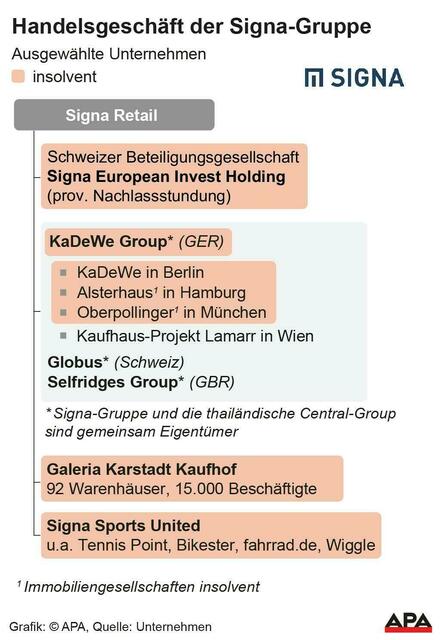Das Handelsgeschäft der Signa Retail, zur KaDeWe-Gruppe gehört auch das Projekt Lamarr. | Foto: APA-Grafik / picturedesk.com