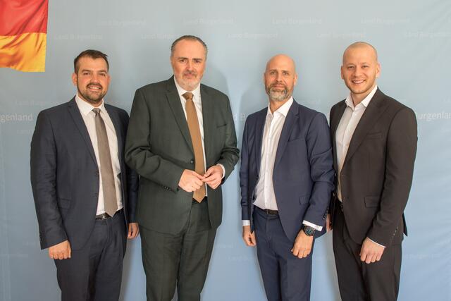 LAbg. Kilian Brandstätter, Landeshauptmann Hans Peter Doskozil, Bürgermeister Hannes Schmid und NAbg. Maximilian Köllner | Foto: LMS Burgenland