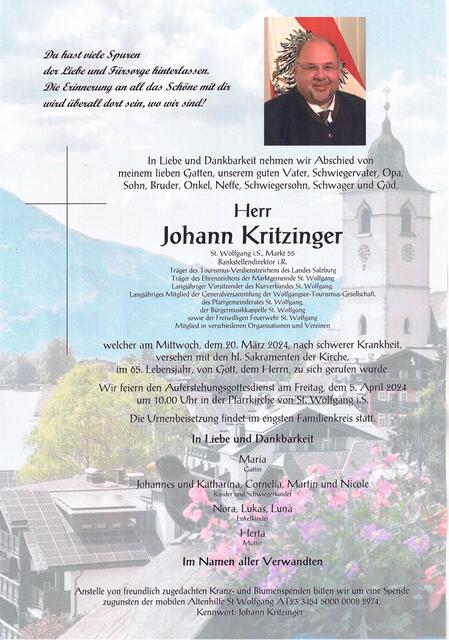 Johann Kritzinger verstarb im 65. Lebensjahr
 | Foto: Privat