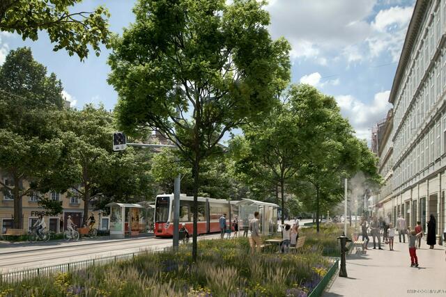 Ab April wird die Wiedner Hauptstraße umgestaltet und die Straßenbahnschienen getauscht. So soll sie bald aussehen. | Foto: ZOOMVP.AT/Mobilitätsagentur Wien