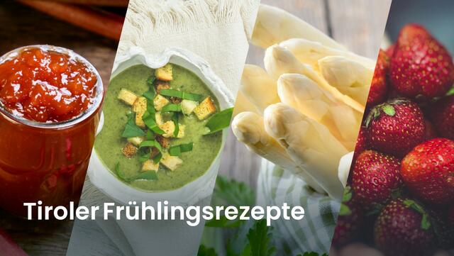 Rhabarbar, Bärlauch, Spargel und Erdbeeren, mit all diesen beliebten Frühlingsernten können wir ein leckeres Frühlingsmenü zusammenstellen. | Foto: BB Tirol/Canva