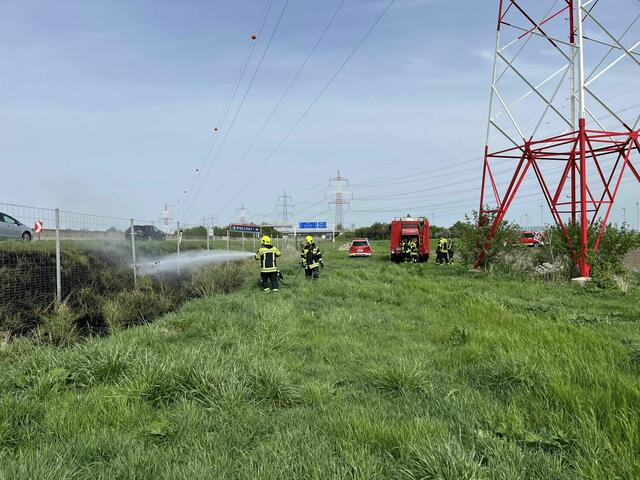 Die Parndorfer Florianis löschten den Flurbrand mit dem HD-Rohr des GTLFAs. | Foto: FF Parndorf
