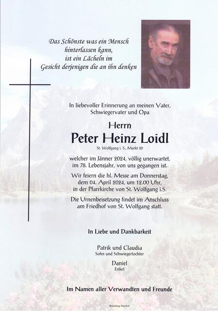 Peter Heinz Loidl verstarb im 78. Lebensjahr | Foto: Privat/Bestattung Nierlich