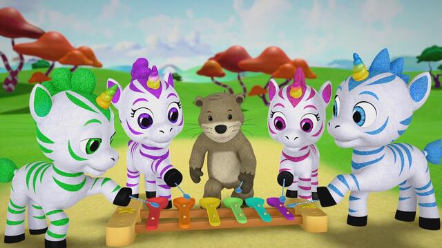 Die Zoonicorns – Promi, Aliel, Valeo und Inie – sind eine magische Mischung aus Zebra und Einhorn. Im Traumland namens „Zooniversum“ helfen sie ihren Freunden ihre Stärken zu finden und alltägliche Herausforderungen zu meistern. | Foto: 2024 Winners &amp; Künstler GmbH