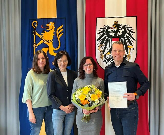 E. Merkinger, H. Riegler, A. Buchberger, Bgm Günther Großauer (v. li.). | Foto: Gde. Großraming