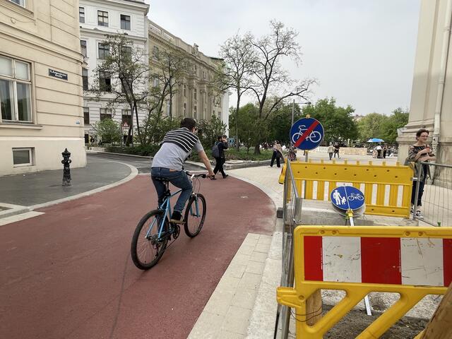 Radfahrerinnen und -fahrer sollen künftig vermehrt auf die Straßen rund um den Karlsplatz ausweichen können. | Foto: Salme Taha Ali Mohamed