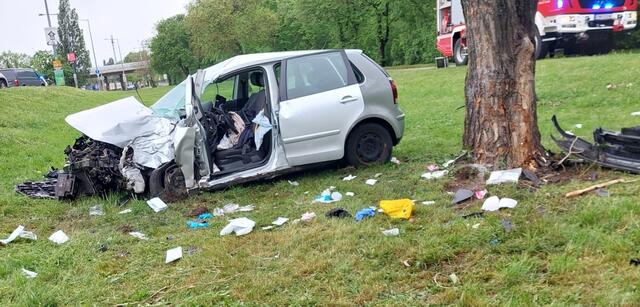 Eine Autolenkerin verlor am Dienstag die Kontrolle über ihr Auto und prallte gegen einen Baum. | Foto: Stadt Wien | Feuerwehr