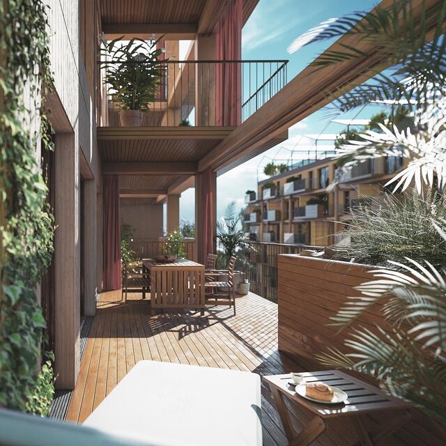 Balkone mit Pflanzentrögen schaffen ein zusätzliches Zimmer im Freien. | Foto: Gerner Gerner Plus/AllesWirdGut Architektur