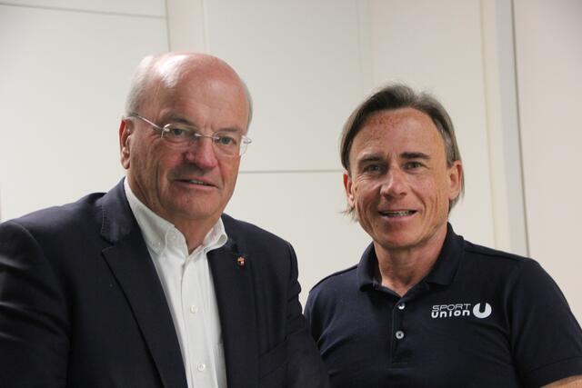 Christian Struber (Präsident Hilfswerk Salzburg, v.l.) mit  Bernd Frey (GF Sport Union). | Foto: Martin Schöndorfer, 2024