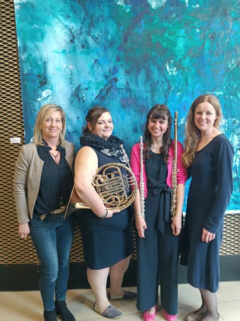 Audit of Art-Leistungsabzeichne in Gold-mit Auszeichnung-für Anna Grünberger aus St. Oswald/NÖ, auf der Querflöte (LMS Grein). Von links Doris Grufeneder, Johanna Einsiedler, Anna Grünberger und Maria Hinterdorfer-Riegler. | Foto:  LMS Grein 