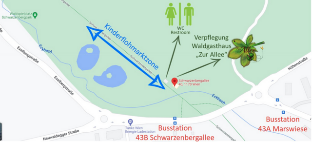 Der Lageplan des Kinderflohmarktes. | Foto: Grätzlnetzwerk "Dornbach &amp; Neuwaldegg bunt gemischt"