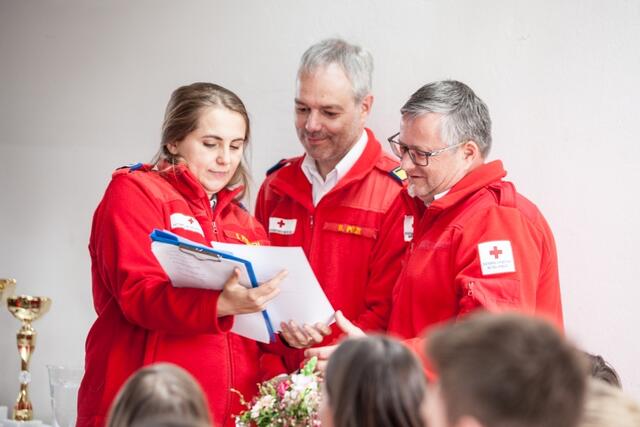Bei der Durchsicht der Ergebnisse. | Foto: Rotes Kreuz
