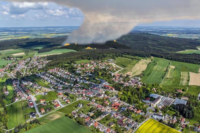 Die Übungsannahme: Großbrand am Predigtstuhl (Fotomontage) | Foto: Gemeinde Dietmanns und LFK NÖ