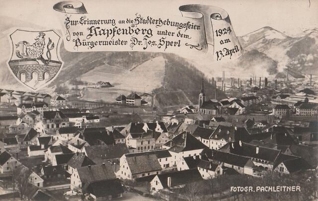 Die Gemeinde Kapfenberg wird feierlich zur Stadt erhoben, April 1924. | Foto: Pachleitner/Archiv Stadt Kapfenberg