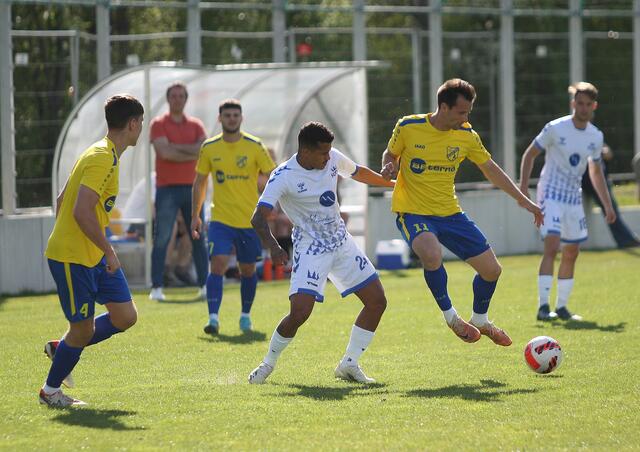 Michael Augustin wagt gegen Pinzgau Saalfelden ein Tänzchen mit dem Spielgerät. | Foto: Peter Leitner