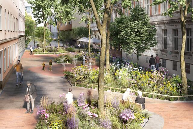 So soll der Bereich bei der Herzgasse nach der Fertigstellung aussehen. | Foto: EGKK Landschaftsarchitektur Schreiner Kastler