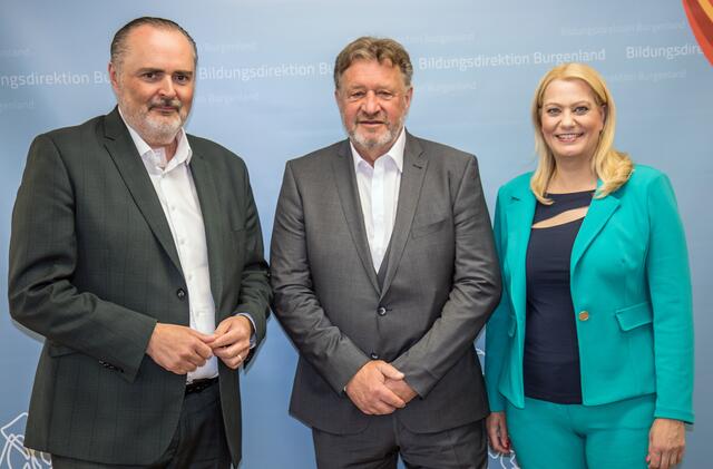 Landeshauptmann Doskozil, der neue Bildungsdirektor Alfred Lehner und Landesrätin Winkler | Foto: LMS Burgenland