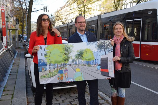 Planungsstadträtin Ulli Sima (li) und Bezirksvorsteher Dietmar Baurecht präsentierten die Pläne für die Mahü. | Foto: Patricia Hillinger/rmw