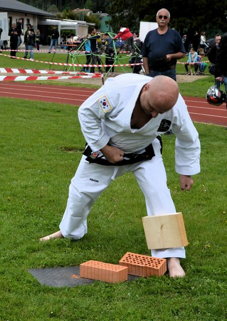 Kraftakt des Taekwondo-Kindertrainers Erwin Lassnig 