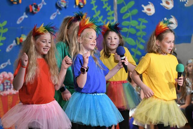Die SchülerInnen bereiteten sich monatelang auf das Musical "Im Riff geht's rund" vor und gestalteten auch die Bühne selbst.  | Foto: Manfred Lindorfer