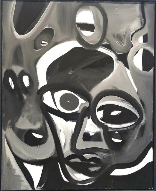 Michael Vonbank: "Blaue Lust", aus der Serie "Men in black", 2002, Acryl auf Leinwand, 80x60cm | Foto: Credit: Estate Michael Vonbank/Beate Sprenger