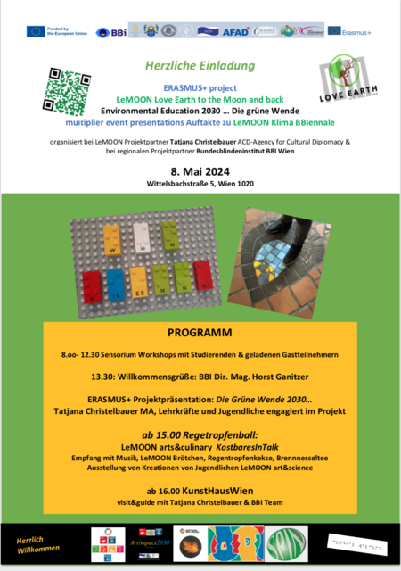 Einladungskarte, Poster ERASMUS+ Projekt LeMOON multiplier Veranstaltung 1.Teil LeMOON Klima BBIennale | Foto: Tatjana Christelbauer
