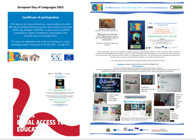 EDL, ETS, act4sdgs, beitrag zum Europäischen Tag der Sprachen 2023 mit eRASMUS+ Projekt LeMOON teams | Foto: Tatjana Christelbauer