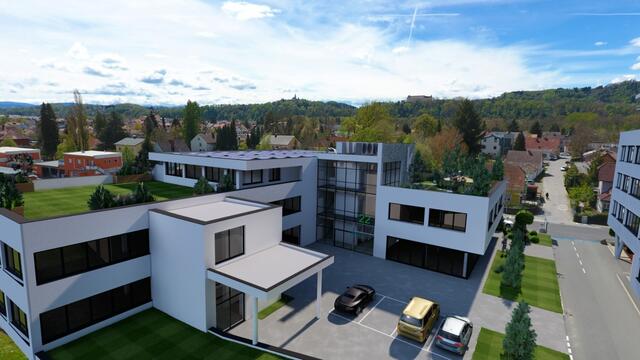 Das Musterprojekt sorgt dank viel Grün und einer Photovoltaik-Anlage mit 600 m2 Solar-Paneelen für niedrige Betriebskosten.