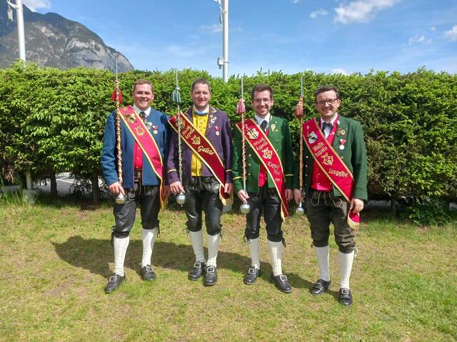 Bezirksstabführer Alexander Zangerl, Christian Zangerle, Andrea Platzer und Mathias Spiss. | Foto: Musikbezirk Landeck