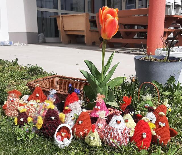 Gegen eine Freie Spende gab es ein selbst gehäkeltes Huhn | Foto: Pflegekompetenzzentrum Draßburg / Mazdra