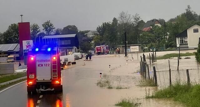Neudorf, Weiz – eine großflächige Überschwemmung nach dem Starkregen | Foto: BFV Weiz