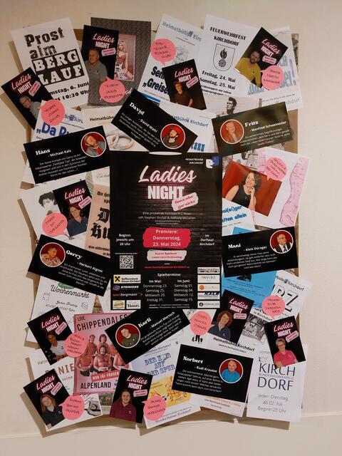 Tolle Theatertafel für "Ladies Night - ganz oder gar nicht" vom 23. Mai bis 15. Juni2024 im Kirchdorfer Dorfsaal 