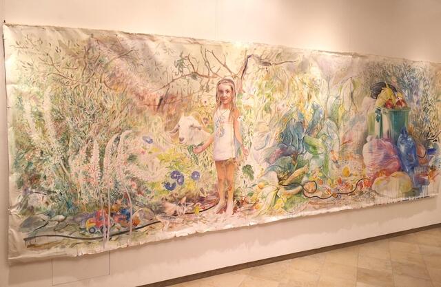 Ingrid Pröller
Wildes Kind oder Bukolische
Landschaft
Öl auf Leinwand, 2021 165 x 480 cm
€ 13.000.- | Foto: Ingrid Pröller/Bildrecht