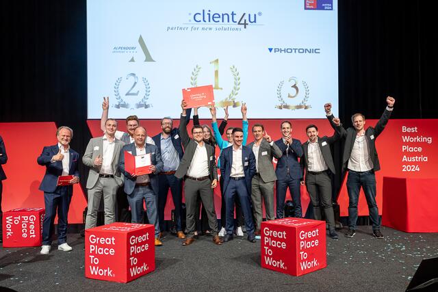 Das client4u-Team bei der Preisverleihung in Wien. | Foto: C. Gabriel Alarcon - rizar.photo