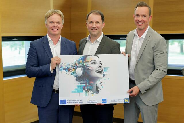  Michael Duscher (Geschäftsführer Niederösterreich Werbung),  Bernhard Schröder (Geschäftsführer Destination Donau Niederösterreich), Lukas Reutterer (Geschäftsführer Haus der Digitalisierung). | Foto: Hirako