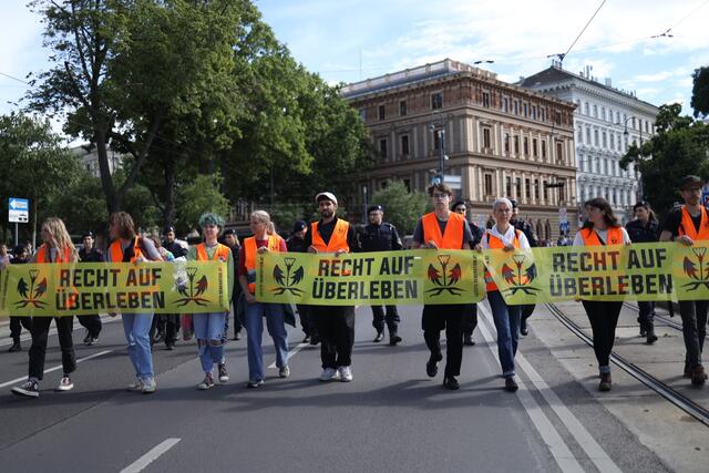 Am Samstag, 1. Juni, versammelten sich zahlreiche Demonstrierende der Letzten Generation vor dem Parlament in Wien. | Foto: Letzte Generation Österreich