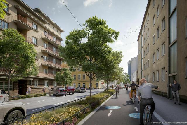 Beim Radweg-Ausbau werden auch Bäume zur Kühlung gepflanzt. | Foto: mobilitaetsagentur-zoomvp