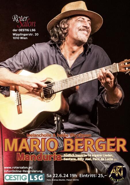 Manduria: Mario Berger Solo.  | Foto: © Foto: Andreas Müller; Plakat: OESTIG 