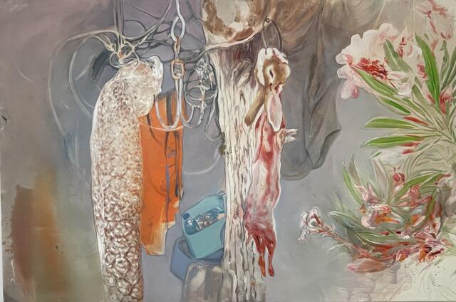 Ingrid Proller
Stillebenn
Ol auf Leinwand, 2016
1 00 x 150 cm
€ 4900,-  | Foto: Ingrid Pröller /Bildrecht