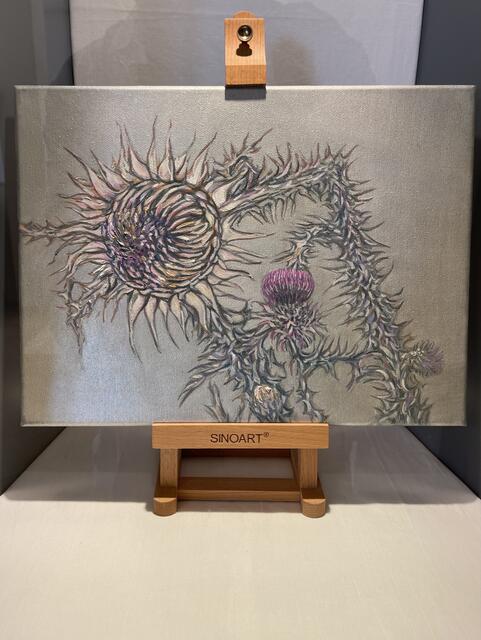 Ingrid Pröller
Disteln 2
Öl auf Leinwand, 2010 30 x 40 cm
€ 500,- | Foto: Ingrid Pröller /Bildrecht